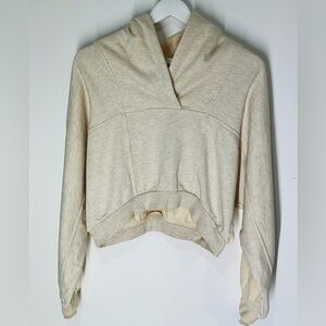 Daily Practice Cropped Hoodie Cream Colorblock Oversized Pullover Size Small